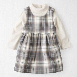 Little Planet Carter's NWOT Organic Cotton Herringbone 2 Piece Dress Newborn